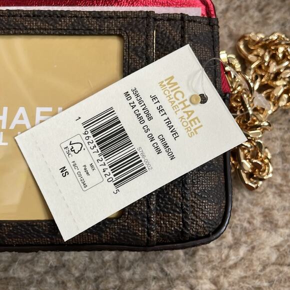 Michael Kors Crossbody Bag and Wallet in Brown Red Metallic New - Picture 7 of 8